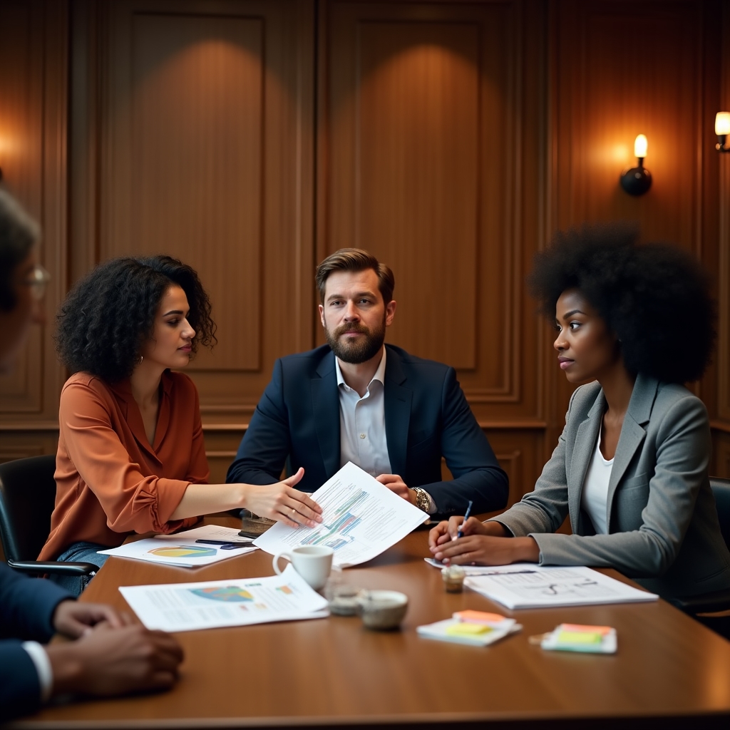 Kleines Team diskutiert Datenauswertung in einem Besprechungsraum